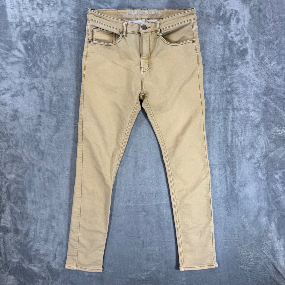 Vintage Genes Black Slim Fit Pants Mens Size 32x32 Khaki Beige Stretch